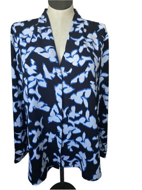 Women's Halogen Black & Blue Floral Blouse Plus Size 2X